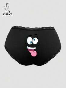 Bragas con estampado de caderas, diseños de expresiones de dibujos animados divertidos, ligueros cómodos y ligeros