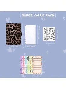 Sac de rangement créatif pour pièce d'identité au motif léopard, cahier à feuilles mobiles A6, livre de comptabilité avec fermeture éclair, fournitures scolaires, retour à l'école