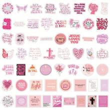 110PCS Pink Stickers Bible Stickers Bible Verse Stickers Christian Stickers Pink Bible Gifts Bible Merch Faith Stickers Vinyl Waterproof Stickers For Laptop,Bumper,Skateboard,Water Bottles,Computer,Phone,Luggage - Multicolor - View 3