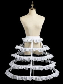 1 pezzo Sottogonna per donna in bianco/nero, per 4 stagioni, fresca per l'estate, sottogonna corta, sottogonna stile Lolita, sottogonna voluminosa per abito da sposa, sottogonna asimmetrica, sottogonna con 2 stecche in pizzo, sottogonna a forma di zucca con 2 stecche, sottogonna a forma di barile con 3 stecche, sottogonna con bordo in chiffon con 2-4 stecche, sottogonna a doppio bordo con 3-4 stecche, sottogonna a croce con 4 stecche, sottogonna con fessura aperta con 5 stecche, gabbia a più strati in acciaio forato, sottogonna stile barocco e Rococo regolabile, adatta per matrimonio, festa, esibizione, cosplay