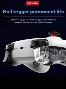 Lenovo 联想 S04 黑白游戏手柄，电池续航时间长，蓝牙连接，霍尔传感器 1000Hz，3 种连接模式，多功能操纵杆，带来身临其境的游戏体验，静音按钮，无线连接，兼容多种设备