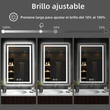Espejo Touch Led,espejo Decorativos Para Baño Con Luz 50cmx70cm Espejo Rectangular,espejo De Pared Regulable Y Con 3temperaturas De Color, Botones Táctiles Inteligentes, Función De Memoria Desempañado - Tipo de Enchufe A USA (110-127V) - Ver 4