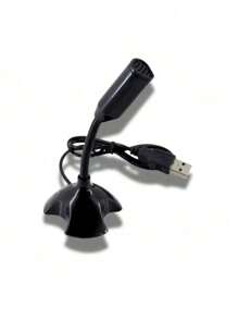 Microfone De Mesa USB LE 917 PC Computador Notebook Ajustável 360º Resistente - Preto - Visão 2