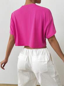 Women's Strawberry Jam & Toast Print Pattern Loose Round Neck Short Sleeve T-Shirt, Suitable For Summer, Rose Red - Hot Pink - View 5