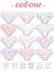 6 Pcs Random Girls Briefs Cute Pattern Comfortable Soft Underwear For Young Girl 4-7Y