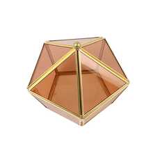 1pc New Tea-Colored Glass Jewelry Storage Box, 5-Side Open Cover Dust-Proof Glass Flower House With Preserved Flower Micro Landscape, For Wedding Ring - Brown - View 3