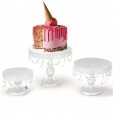 3 Piece Antique Cake Stand Set Round Metal Cupcake Stand