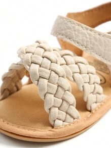 婴幼儿女孩男孩凉鞋夏季花朵鞋橡胶鞋底 PU 皮革网眼婴幼儿学步鞋公主裙户外鞋 - 杏色 - 查看 6