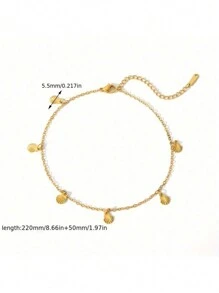 1 件女士 18K 镀层不锈钢心形手链，时尚欧美风格，适合派对、约会和办公室佩戴 - 金黃色 - 查看 8