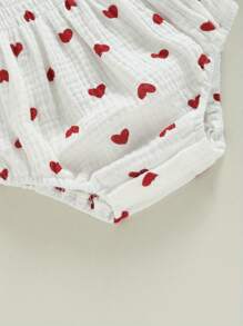 Mono de San Valentín para niñas pequeñas, con estampado de corazones, manga larga, cuello barco, monos para otoño e invierno con diadema - Blanco - Ver 6