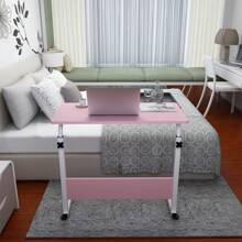 Portable Height Adjustable Laptop Table Over Sofa Bed Desk Computer Notebook Trolley Tray With Rollers 80*40*90cm - Pink - View 5