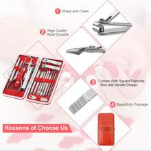 Yougai Manicure Set 18 In 1 Nail Clippers, Stainless Steel Professional Grooming Kits, Nail Care Tools Pedicure Kit With Luxurious Travel - Black - View 10