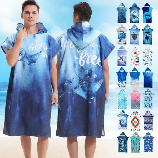 1 Peça Poncho de Surf de Secagem Rápida, Toalha de Banho Conversível, Roupão com Capuz para Adultos Homens e Mulheres, Toalha de Praia Utilizável, Microfibra para Praia, Surfe, Mergulho, Casa, Termas Quentes, Banho, Casamento, Decoração de Casa e Banheiro, Volta às Aulas