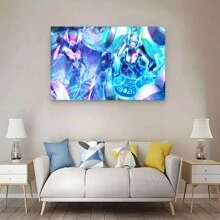 Framed Arcane Anime Poster Poster Jinx And Vi Poster Canvas Prints Battle Of The Two Cities Wall Art For Home Office Living Room Decorations
