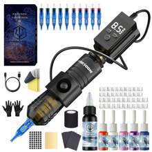 POSEIDON Wireless Tattoo Gun Kit, Rotary Tattoo Pen, 1500mAh Battery With Ring Switch, 10 Cartridge Needles, 6 Inks, Complete Cordless Tattoo Machine Kit For Beginners And Artist, Tattoo Supplies - Black - View 2