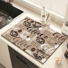 1pc Coffee Mat, Coffee Cup Drying Mat, Coffee Machine Countertop Mat, Coffee Enthusiast Rubber Tableware Drying Mat,  Kitchen Splash Proof Mat - Multicolor - View 7