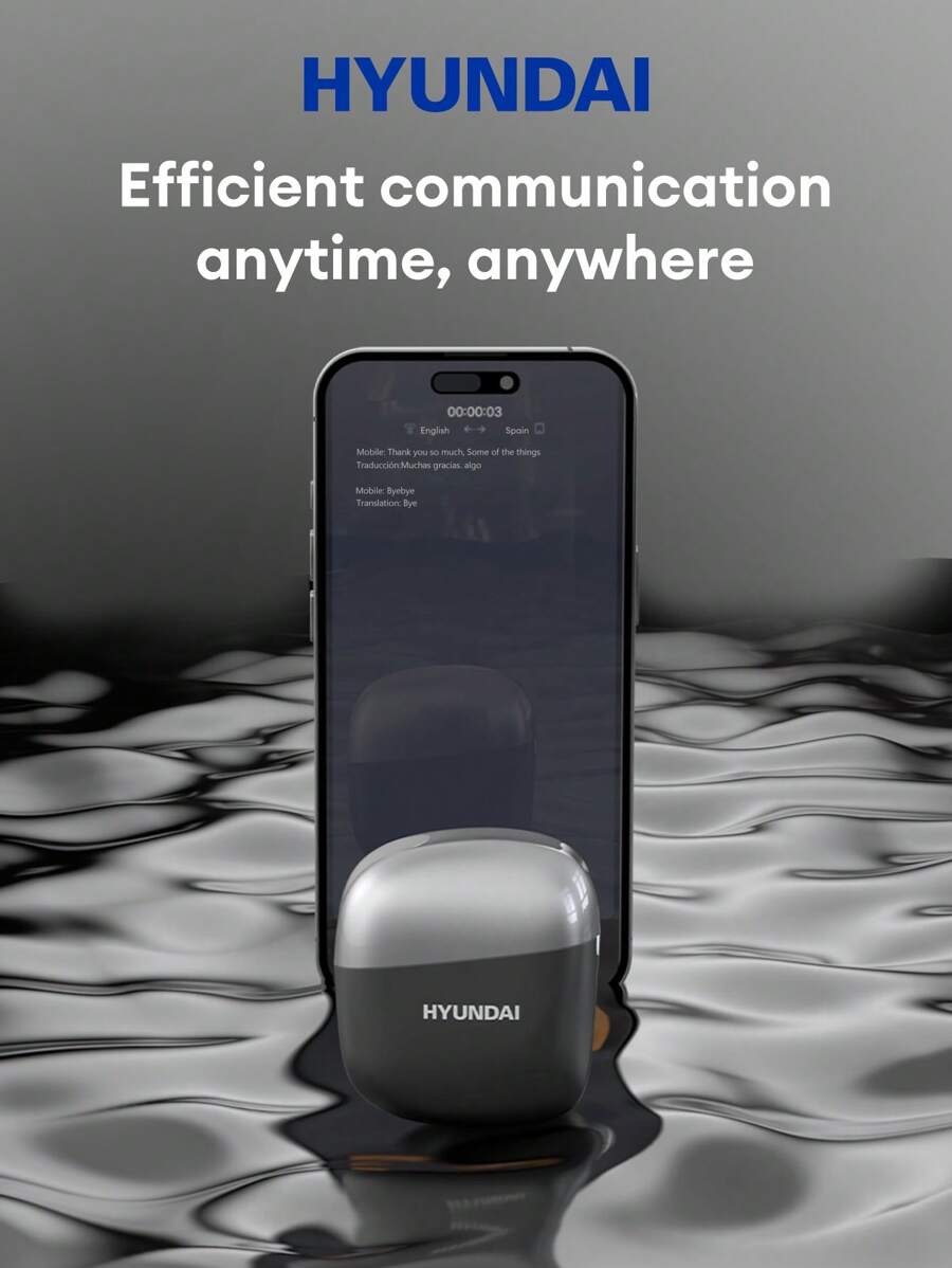 HYUNDAI HYUNDAI Space-Y3Pro AI Version Bluetooth Earphone, Hanging Ear Type With Battery Level Display, Smart Translator For Cross-Language Face-To-Face Communication, Conference Recording AI Assistant, Long Standby Time, With Microphone, Comfortable Open-Ear Wireless Headphone
