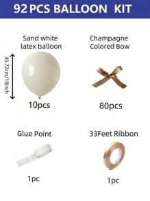 92/102pcs/Set Sand White Latex Balloon With Champagne Colored Bow, Internet Celebrity Outdoor Photo, Bow Decoration, Valentine's Day, Family Birthday Party, Wedding