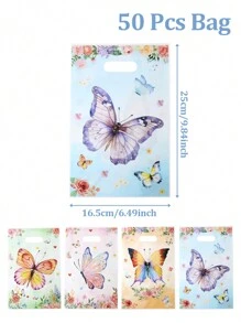 10/25/50 pièces Sac cadeau de sac à main papillon, sac d'emballage de fête d'anniversaire de fleurs papillon multicolore mélangé, sac d'emballage de fête de mariage, sac d'emballage de décoration de salle de fête de festival, fournitures de cuisine, sac d'emballage de fête de baby shower papillon, décoration, convient pour les boutiques