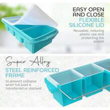 Silicone Freezer Tray With Lid - Soup Freezer Container Molds - Large Ice Cube Tray- Makes 8 Perfect 1 Cup Portions Cubes, 2-Pack Freezer Storage  Soups  Meal Prep - Oven  Dishwasher - - Một miếng, 1 cốc - Xem 4