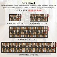 1 pezzo Tappeto passatoia non scivoloso con motivo patchwork a quadrati, bordo grigio e nero e tre diamanti al centro, lavabile in lavatrice, tappeto per ingresso, soggiorno, camera da letto, patio esterno, giardino, decorazione per la casa e la stanza, tappeto, arazzo