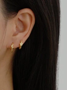 1 对 2 件时尚 S925 纯银水钻星月耳环，甜美耳环礼物，适合女性、女孩、生日、节日 - 耳環 - 查看 2