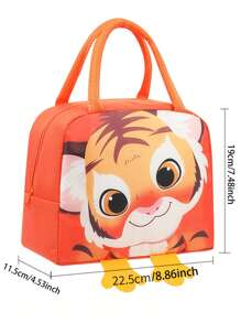 1pc Animal Design Insulated Zippered Lunch Bag With Large Capacity, Waterproof, Suitable For Work, School, Picnic, Camping Food Storage,Back To School