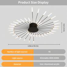 42 Lights Modern Flower-Shaped Ceiling Light , Recessed Metal & Acrylic Firework Petal LED Fixture For Living And Dining Rooms ,Remote Control Included - 黑色 - 查看 11