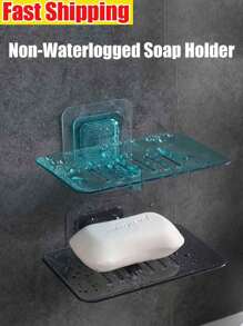 亚克力排水皂碟，壁挂式粘贴皂架，浴室塑料皂盒，水晶模型排水皂盒，壁挂式皂盒，防涝皂架，皂盘，皂架，皂盒皂盒家居浴室装饰秋季装饰返校 - 彩色 - 查看 2
