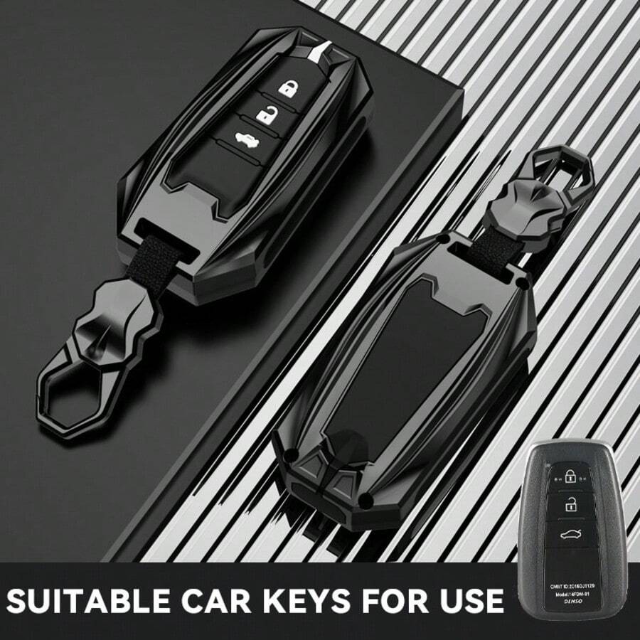 适用于丰田钥匙包汽车罩链壳环凯美瑞塔科马 Fortuner Venza Grand Highlander RAV4 XSE Prime Land Cruiser Prius Corolla Verso - 黑色 - 查看 1