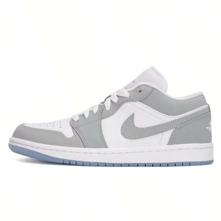 Nike WMNS AIR JORDAN 1 LOW Unisex Sneakers, Comfortable, Warm, Casual Shoes, DC0774-105 - White/Wolf Grey/Aluminum Blue - View 1