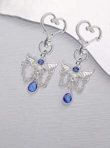 Yk2 Chilly Angel Wing Tassel Alloy Pendant Pendant Angel Wing Bracelet Necklace Diy Jewelry Accessories Keychain Bag Pendant, Silver Angel Wing Tassel Rhinestone Shiny Bag Pendant, Cute Keychain Purse Backpack Car Key Pendant Earbud Box Accessories