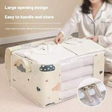 Large Capacity Clothes Storage Bag Organizer With Reinforced Handle Suitable For Blankets Bedding Foldable With Sturdy Zipper Cloud Pattern - Multicolor - View 2