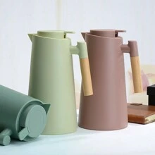 1000ML/33.8oz 真空隔热热水瓶，带按钮一键式分配器，北欧风格热水瓶，塑料外壳和玻璃内胆，咖啡壶，重返校园 - 黑色 - 查看 11