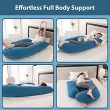 Oreiller de grossesse, oreiller de couchage latéral, oreiller complet en forme de H pour adultes, oreiller de maternité et incontournable pendant la grossesse - Bleu azur - Voir 9