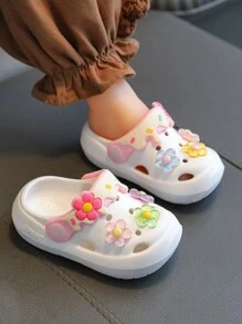 Kids Summer Indoor Floral Anti-Slip Soft Sole Slip-On Hollow Out Sandals