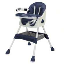 UBRAVOO Foldable Baby High Chair 6 Months Plus, With Large Antislip Pad & ToyRack, Easy To Clean Feeding - Blue - View 1