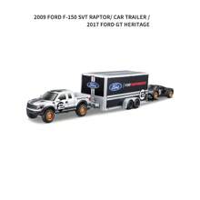 Burago 1/64 2017 GT HERITAGE 2015 Mustang Modified Transport Flatbed Car Set Simulation Alloy Car Model Collection Ornaments Christmas Birthday Gift