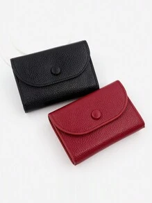 Simple Coin Purse, Portable Coin Pouch, Soft Litchi Texture, Multi-Function Large Capacity Coin & Card Holder