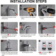 Shower Riser Rail Kit Slider Adjustable Chrome Head Holder Bracket Bathroom Set Home Bathroom Decor Summer Back To School - Silver - View 9