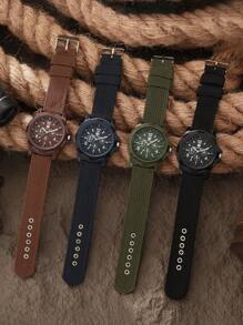 4 件/套男士尼龙表带数字表盘石英表组合，时尚休闲户外腕表，节日礼物（不含表盒） - 彩色 - 查看 2