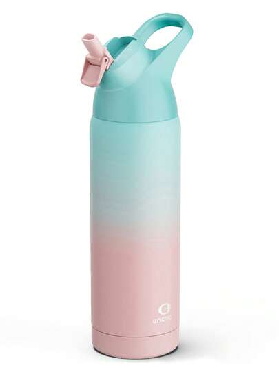 24oz Insulated Stainless Steel Water Bottle With Straw And Carry Loop, Double Wall Cold For 36 Hours, Tritan Leak Proof Lid For Sports, Travel