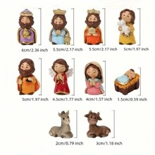 10 PCS Ornament Cartoon Birth Of Jesus, Nativity Scene Ornaments, Home & Office Decoration