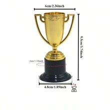 12pcs Party Event Game Honor Gold Small Trophy Mini Fun Awards Plastic Trophy Mini Props, Suitable For Family Gatherings, Events, Parties