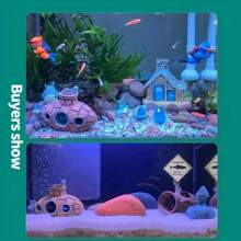 1 件沉船和潜艇水族馆装饰，鱼和虾的庇护所，虾、蜥蜴的隐藏洞穴，玻璃容器装饰