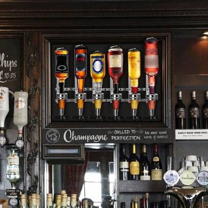 6 Bottle Optics For Home Bar Wall Mounted 6 X 30ml Bar Butler Drinks Stand For Spirits Aluminum Alloy Optic Spirit Barware Set For Home Pub Kitchen Bar