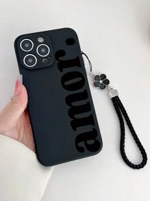 手机挂饰，手机挂绳 1 件穿孔边缘字母彩绘加厚防震保护手机壳，带手工编织挂绳，适用于 16/16Pro/16Plus/16ProMax/15ProMax、Apple 13/P13/P14、Galaxy A50/A12/A32/A52/A72/A51/A21S/A13/A14/S22 Ultra/S23、Redmi 11/12Pro/12/12X/Note11/9A/9C/Poco X3 NFC/Redmi 10/9/Note9/12C/Note11Pro/10C/Note8Pro 智能手机防水防摔防刮