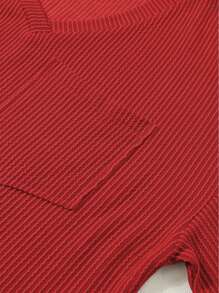 CILKOO Áo thun nữ tay ngắn cổ chữ V dáng rộng, chất liệu xoắn nhẹ, thích hợp mặc mùa xuân/hè. - Gỗ đỏ - Xem 10