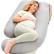 Momcozy Pregnancy Pillows For Sleeping, U Shaped Full Body Pillow For Pregnancy Women With Removable Jersey Cotton Cover, 57 Inch Maternity Pillow, Grey - Màu xanh lam - Xem 8