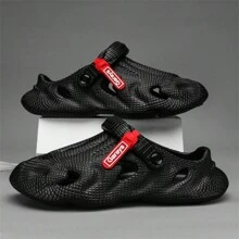 Men's Slide Sandals, Summer Soft EVA Beach Slippers, Outdoor Women's Anti-Slip Original Personalized Hollow Shoes, Brand Couple Garden Shoes - Black - View 1